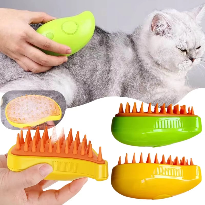 3 in 1 Cat Steam Brush Spray Water Spray Kitten Pet Comb Soft Silicone Depilation Cat Bath Hair Brush Grooming Supplies
